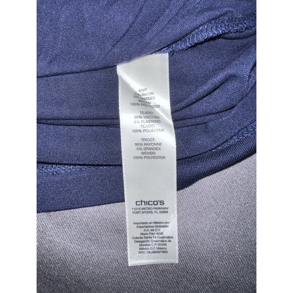 Easy wear By Chico’s Top Size L (2) Navy Blue Sequin Lined Tank Sheer Overlay - Picture 6 of 7